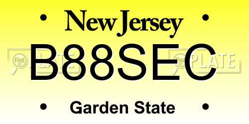 B88SEC New Jersey License Plate