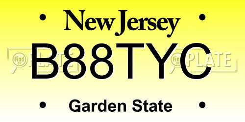 B88TYC New Jersey License Plate