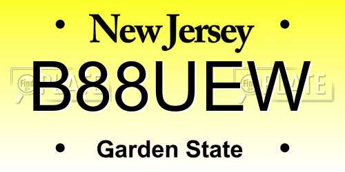 B88UEW New Jersey License Plate