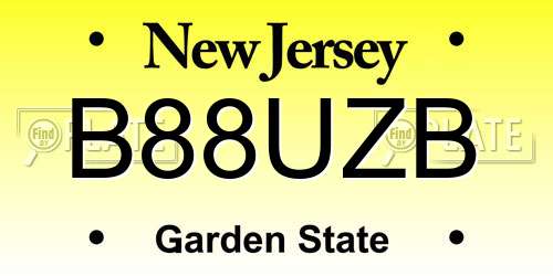 B88UZB New Jersey License Plate