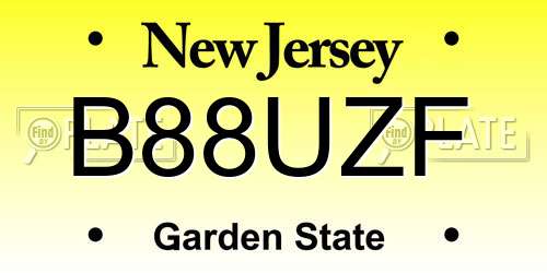 B88UZF New Jersey License Plate