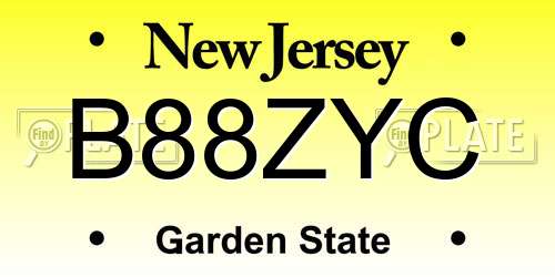 B88ZYC New Jersey License Plate