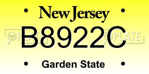 B8922C New Jersey License Plate
