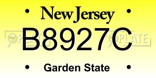 B8927C New Jersey License Plate