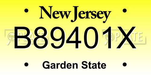 B89401X New Jersey License Plate