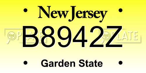 B8942Z New Jersey License Plate