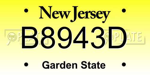 B8943D New Jersey License Plate