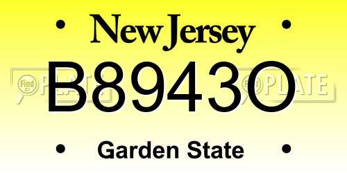 B8943O New Jersey License Plate