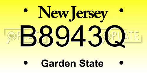 B8943Q New Jersey License Plate