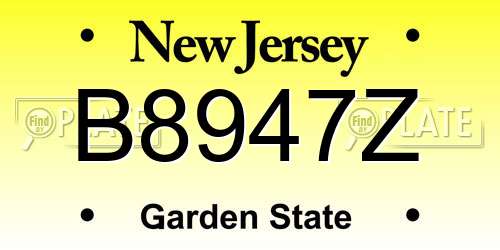 B8947Z New Jersey License Plate