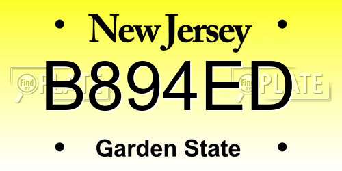 B894ED New Jersey License Plate