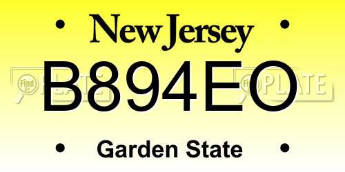 B894EO New Jersey License Plate