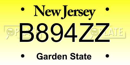 B894ZZ New Jersey License Plate