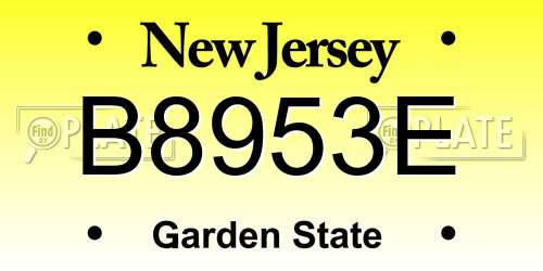 B8953E New Jersey License Plate