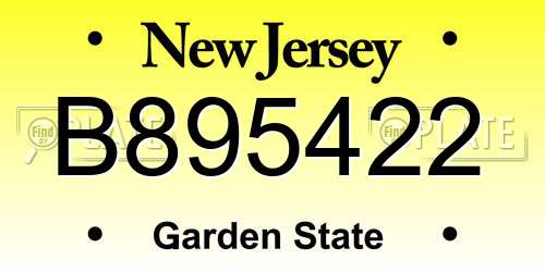 B895422 New Jersey License Plate