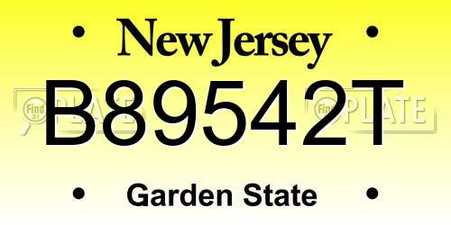 B89542T New Jersey License Plate