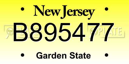 B895477 New Jersey License Plate