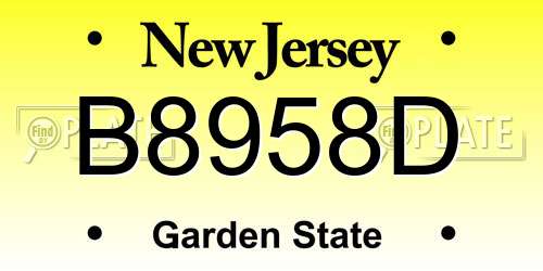 B8958D New Jersey License Plate
