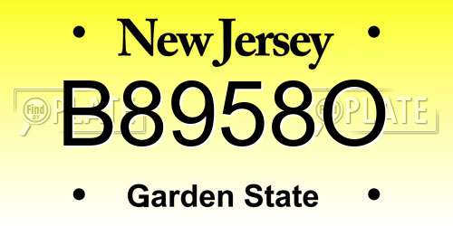 B8958O New Jersey License Plate
