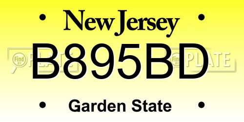 B895BD New Jersey License Plate