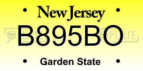 B895BO New Jersey License Plate