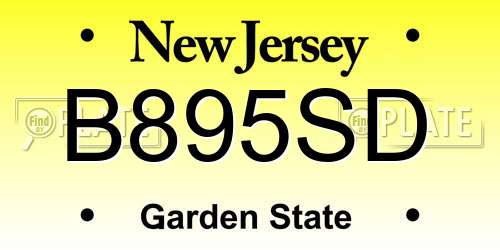 B895SD New Jersey License Plate