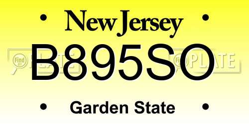 B895SO New Jersey License Plate