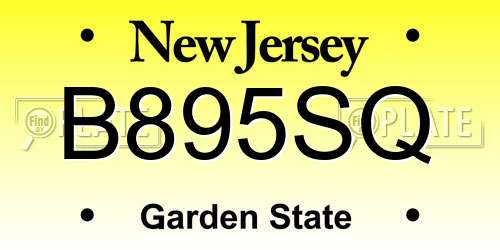 B895SQ New Jersey License Plate