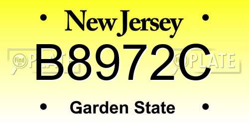 B8972C New Jersey License Plate