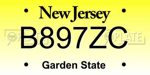 B897ZC New Jersey License Plate