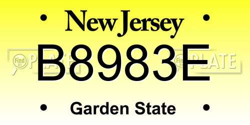 B8983E New Jersey License Plate