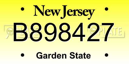 B898427 New Jersey License Plate