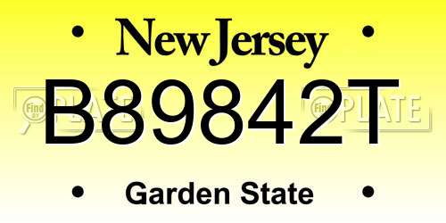 B89842T New Jersey License Plate