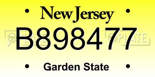 B898477 New Jersey License Plate