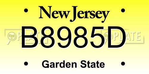B8985D New Jersey License Plate