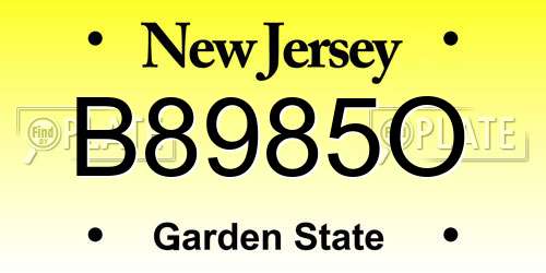 B8985O New Jersey License Plate