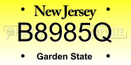 B8985Q New Jersey License Plate