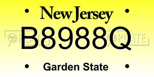 B8988Q New Jersey License Plate