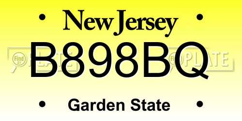 B898BQ New Jersey License Plate