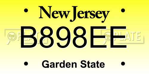 B898EE New Jersey License Plate