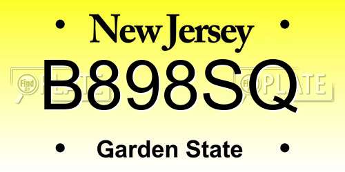 B898SQ New Jersey License Plate