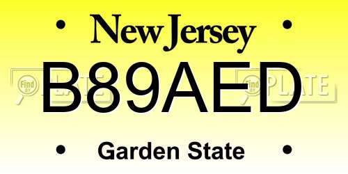 B89AED New Jersey License Plate