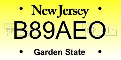 B89AEO New Jersey License Plate