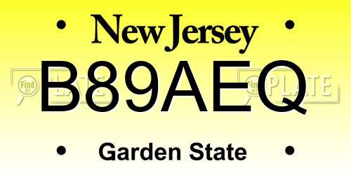 B89AEQ New Jersey License Plate