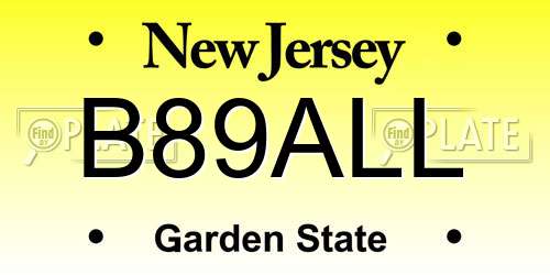 B89ALL New Jersey License Plate