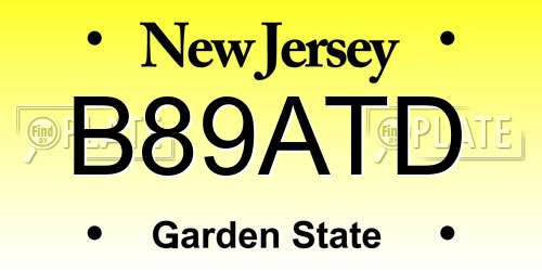 B89ATD New Jersey License Plate