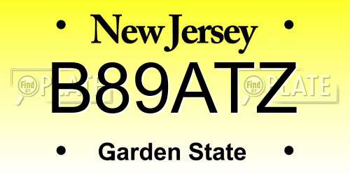 B89ATZ New Jersey License Plate