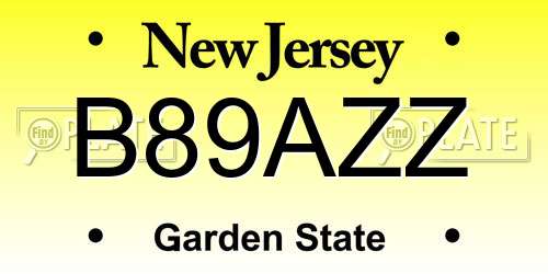 B89AZZ New Jersey License Plate