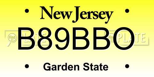 B89BBO New Jersey License Plate