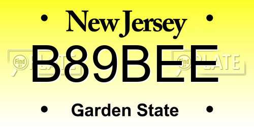 B89BEE New Jersey License Plate
